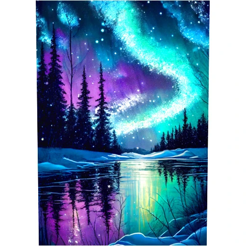 DIYCYCY Aurora Landscape Diamond Art Kits for Adults,DIY 5D Diamond Painting Kits for Beginners,Round Full Drill Diamond Dots Paintings Picture Gem Art Craft for Home Wall Art Decor Gifts 12x16inch