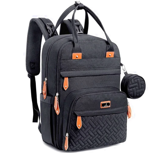 BabbleRoo Diaper Bag Backpack - Tote - Multi function Waterproof Diaper Bag, Travel Essentials Baby Bag with Changing Pad, Stroller Straps & Pacifier Case - Unisex, Black