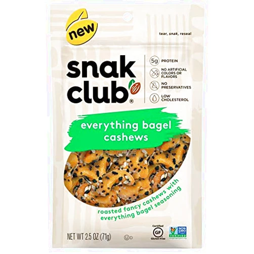 Snak Club Everything Bagel Cashews, 2.5 Ounce