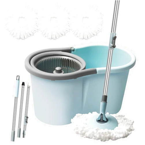 Roixeeds Spin Mop and Bucket, Mop and Bucket with Wringer Set for Home, 360 Spinning Mop Bucket Floor Cleaning Tool with 3 Microfiber Mop Replacement Head Refills,50