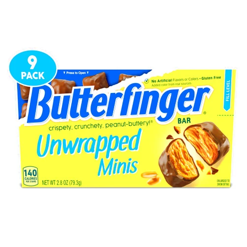 Butterfinger: Chocolatey, Peanut-Buttery, Unwrapped Minis Movie Theater Candy Box - 2.8 oz each, Bulk 9 Pack