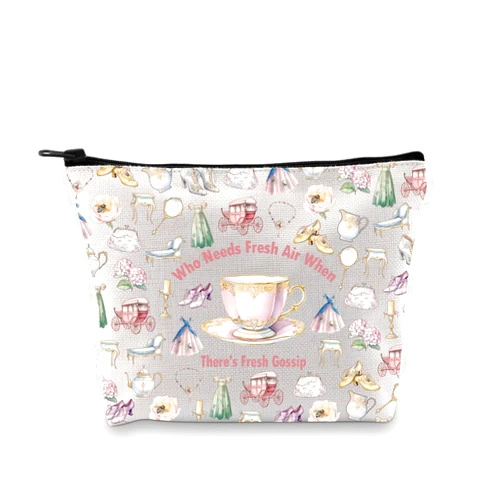BDPWSS Lady Whistledown Quote Gift London England Regency Era Gift Who Needs Fresh Air When There's Fresh Gossip Makeup Bag (Fresh gossip bag)
