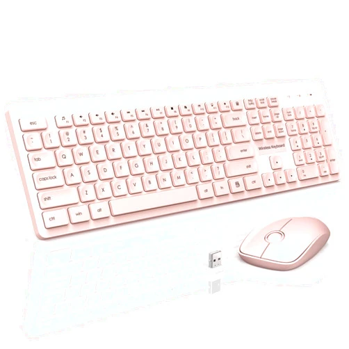 VEILZOR Wireless Keyboard and Mouse Set, 2.4GHz Ultra-Slim USB Keyboard and Mouse Wireless, Water-Dropping Keycaps, 12 Shortcuts, Keyboard Mouse Combo for PC Laptop Windows XP/7/8/10, Vista, Mac (Pink)