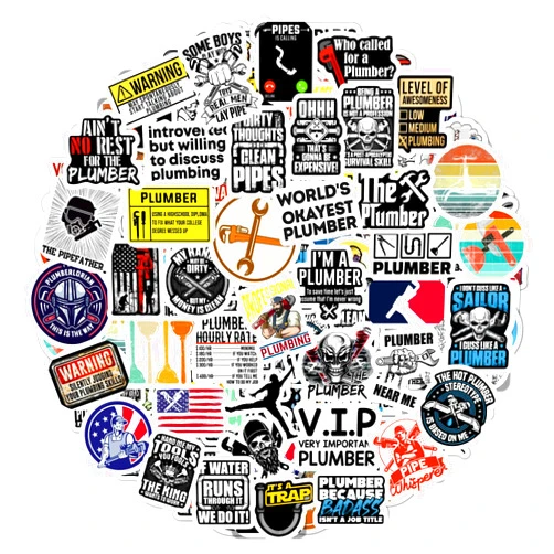 BulbaCraft 100Pcs Funny Plumbing Stickers for Hard Hat - Plumber Gifts for Men, Plumber Stickers, Plumber Gag Gift, Hard Hat Stickers for Men