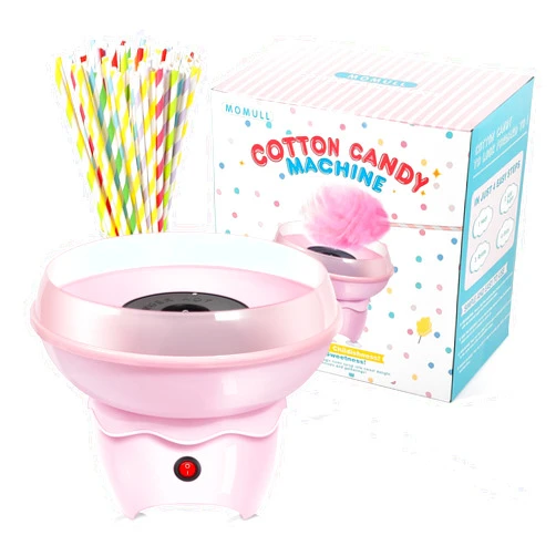 MOMULL Cotton Candy Machine, Mini Cotton Candy Maker for Kids, Pink Vintage Candy Maker for Christmas Gift, Home, Birthday Family Party, Includes 25 Cotton Candy Sticks & Sugar Scoop