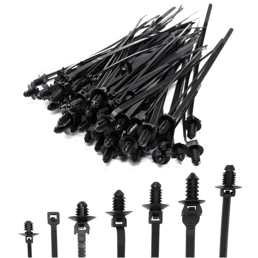 YuGtcen 100pcs Push Mount Cable Zip Tie Assortment, 7 Popular Size Universal Nylon Self Locking Straps Heavy Duty Nylon Zip Tie for Indoor & Outdoor Electronic, Auto, Construction