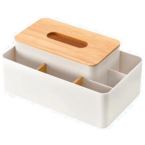 FBWSM Wooden Tissue Box and Paper Napkin Storage Box Cover Remote Control Holder Case Sundries Storage Container for Office Restaurant Home-Apricot