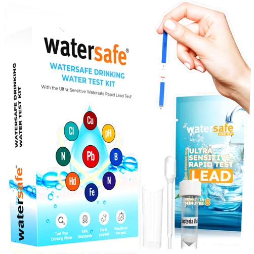Watersafe The Original Water Testing Kit for Drinking Water, Well and Tap Water, Sensitive Lead in Water Test, Bacteria, Hardness, pH, Nitrates, Easy Instructions, Lab-Accurate Results, 1 Kit