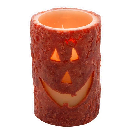 Wing Tai Trading Jack O'Lantern Votive Pillar Candle, Orange