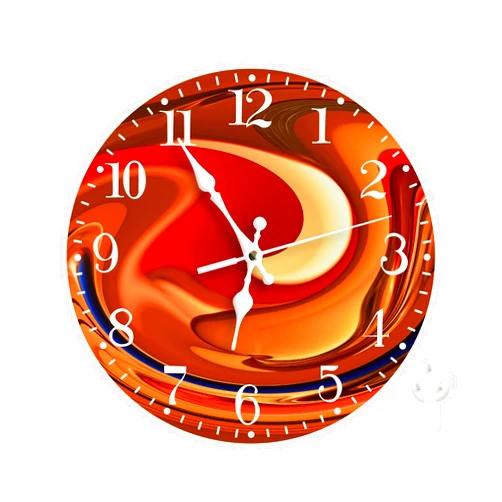 Ansouyi Round Wall Clock Battery Operated Clocks Wallclock 10 Inch,Abstract Orange and Red Swirls Design Silent Non Ticking Wall Clock for Living Room,Kitchen,Home,Bathroom,Bedroom,Office or School