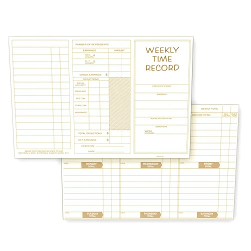 Abc Check Printing ABC Weekly Preprinted Record Time Cards, Pocket Size, Yellow - 250 Cards