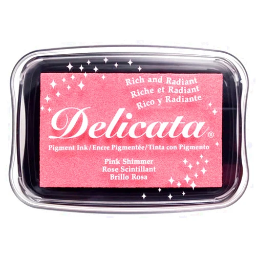Tsukineko, Delicata, Full Size Ink Pad, Pink Shimmer