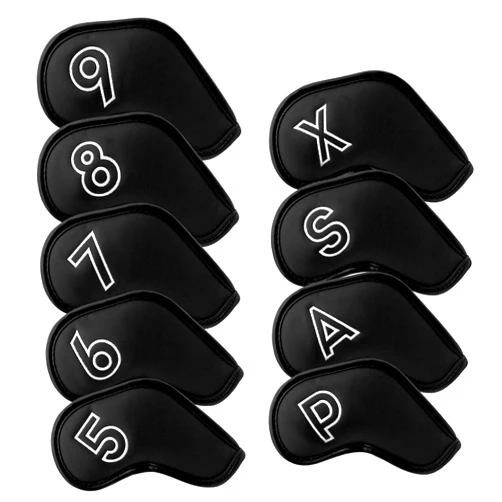 Montela Golf Iron Covers,Golf Iron Head Covers Leather Golf Iron Covers Set 9pcs Golf Iron Headcovers,Golf Club Head Covers for Iron Club Fit All Brands Titleist,Callaway,Taylormade