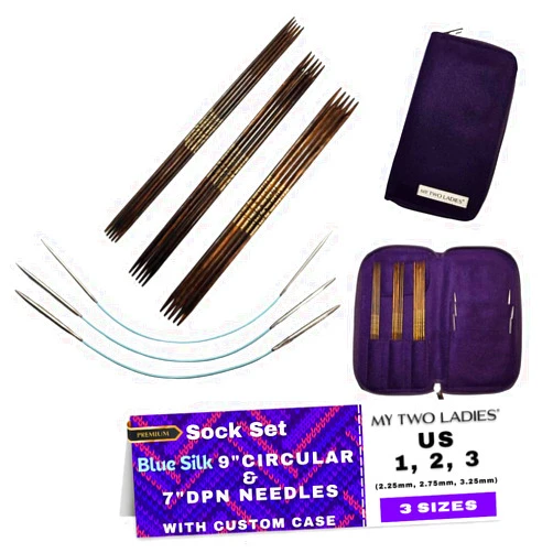 My Two Ladies | Blue Silk | Ultimate Sock Set | Knitting Needle Set | 9