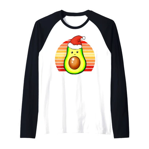 Great Family Christmas Gifts for Women Men Kids Cute Avocado Christmas Hat Vegan Xmas Pajama For Kids Raglan Baseball Tee