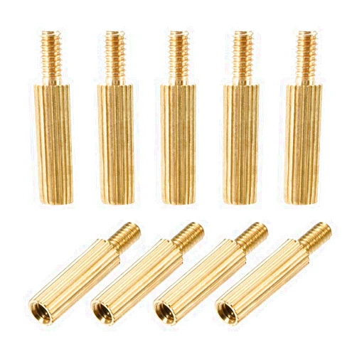 uxcell M2x10mm+4mm Male-Female Brass Cylinder Knurled PCB Motherboard Spacer Standoff for FPV Drone Quadcopter, Computer & Circuit Board 60pcs