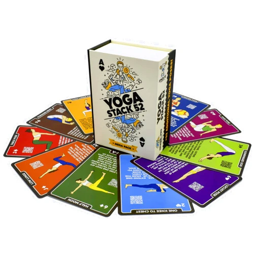 Stack 52 Yoga Exercise Cards: Designed by Certified Yoga Instructor. Video Instructions Included. Beginner to Advanced Poses and Asana Workout Games. Improve Fitness and Flexibility. (Mega Pack)