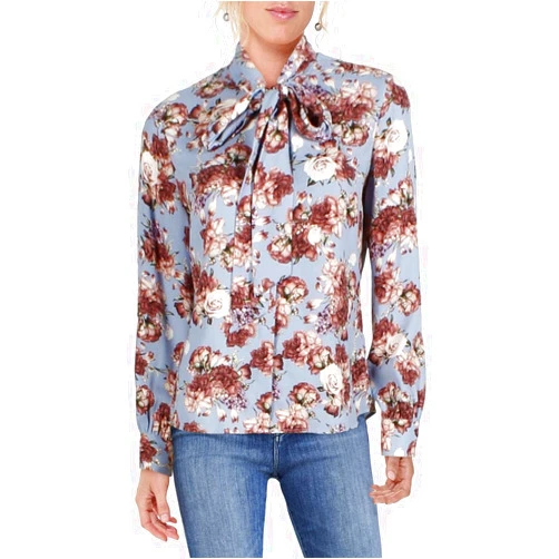 TAHARI Women's Long Sleeve Bow Blouse