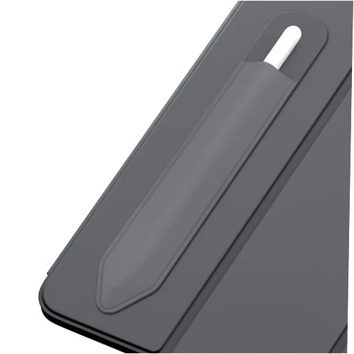 MoKo Pencil Holder Sticker Fit Apple Pencil Pro, Apple Pencil (USB-C), Apple Pencil 1st/2nd Generation, Elastic Pencil Pocket Pouch Adhesive Sleeve Attached to iPad Case for Stylus Pens, Dark Gray