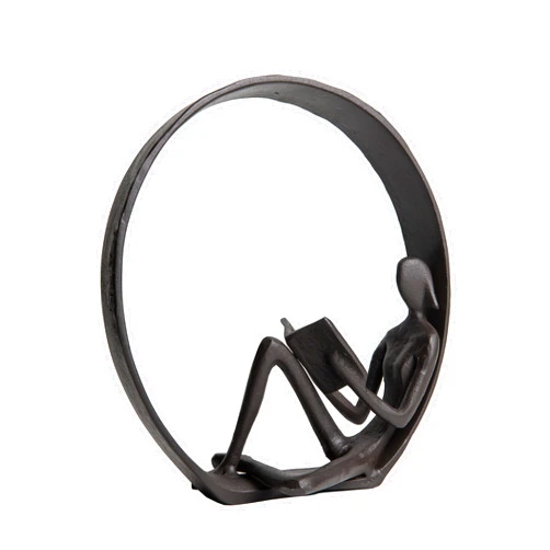 Danya B. Contemporary Encircled Male & Female Reader Cast Iron Sculpture Bookend Statues (Single Female)