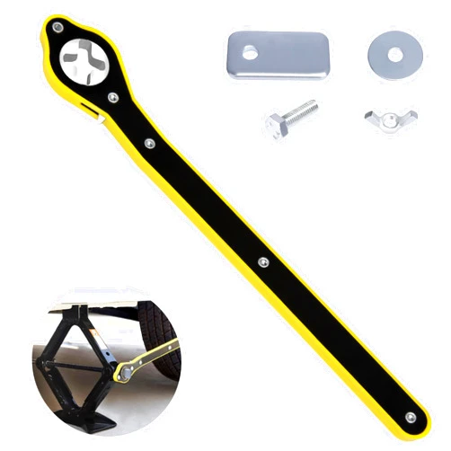 ecocstm Car Jack Ratchet Wrench, Labor-saving Tire Jack Handle, Scissor Jack Adapter for Car with Long Handle, 360° Swivel Tire Wheel Lug Wrench for Travel/Truck/SUV/Vans