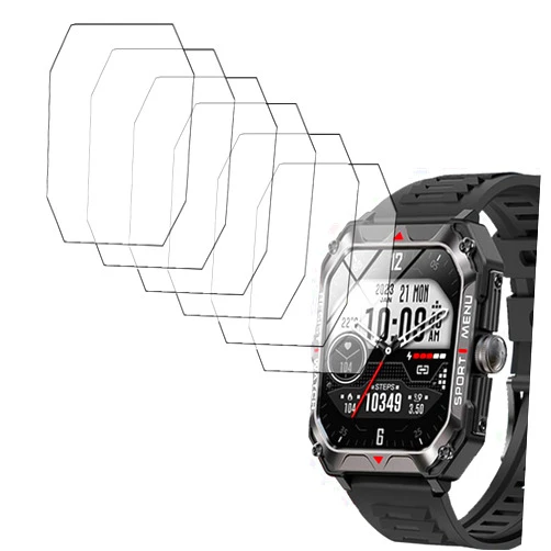Smaate Screen Protector Compatible with Bgulong FreeDvigor H22 2.02” Rugged Smart Watch, Soft TPU, 6 pieces, Bubble Self-healing