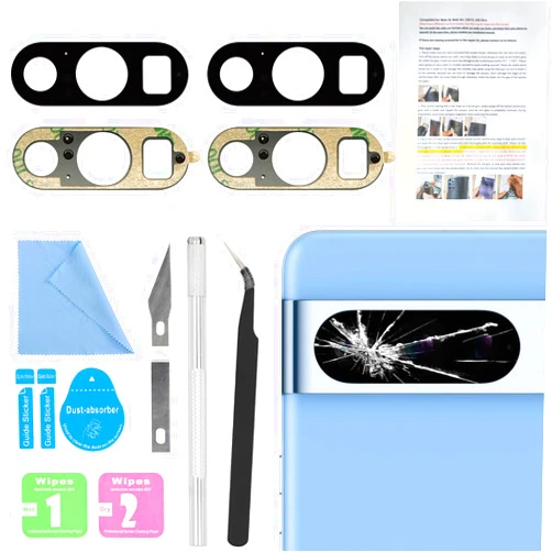 ASDAWN 2 PCS for ASDAWN Back Rear Camera Lens Glass Replacement for Google Pixel 8 Pro 6.7 Incheswith Pre-Installed Adhesive, Pixel 8 Pro Back camera Lens Glass kit with Installation Manual + Repair Tool Set