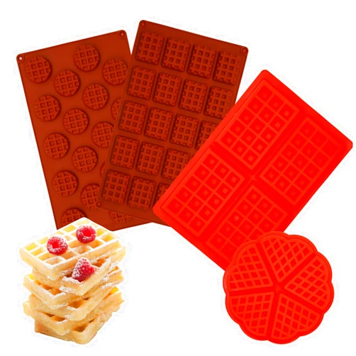 LIUCONGBD Silicone Waffle Moulds, 4 Rectangular, 1 Heart, 18 Round Mini, 20 Rectangular Mini, Non-Stick, BPA-Free, Reusable, Temperature Safe -40 to +446F