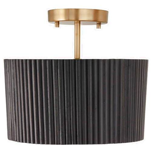 Capital Lighting Fixture Company Capital Lighting 250711KR Donovan Modern Mango Wood Drum Convertible Semi Flush/Pendant, 1-Light 100 Watt, 12