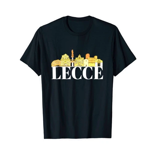 Italy Europe City Skylines Silhouette Outline Lecce Italy Europe City Skyline Silhouette Outline Sketch T-Shirt