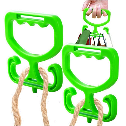 POLKASTORE 2-Pack Grocery Bag Carrier Handle – Heavy Duty Plastic Bag Holder for Shopping, Buckets & More | Comfortable Grip, Holds 100lbs | Includes 2 Bonus Rope Carrier Straps – Reusable & Easy to Carry
