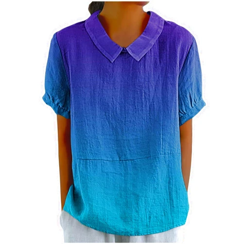 Generic Linen Shirts for Women 2025 Summer Lightweight Short Sleeve Tunic Tshirts Casual Cute Collared Tops Business Blouses
