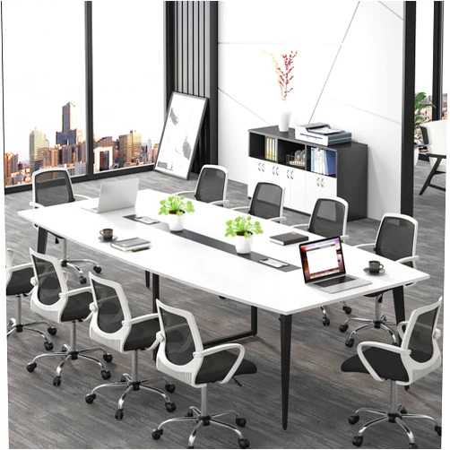 Tribesigns 8FT Conference Table, 94.48L x 47.24W x 29.52H Inches Large Boat Shaped Meeting Seminar Table with Cable Grommets, Modern Conference Room Table for Office