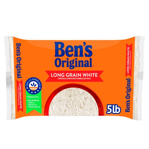 BEN'S ORIGINAL Enriched Long Grain White Rice, Parboiled Rice, 5 lb Bag