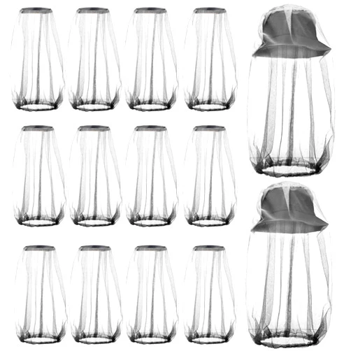 Funtery 12 Pcs Mosquito Head Mesh Face Fly Netting Hood Protecting Sun Fishing Hat with Net for Men Women