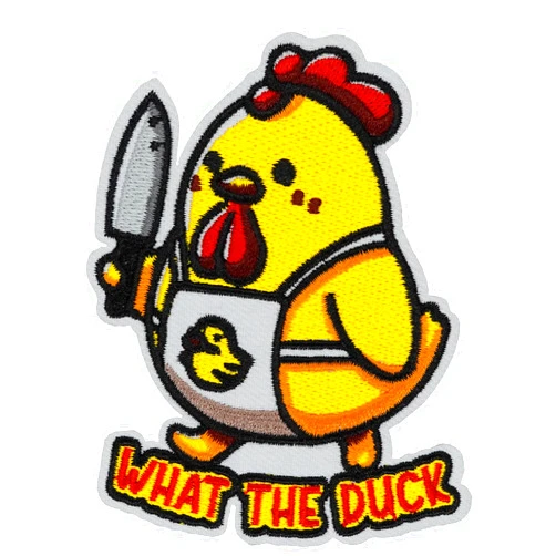Atensils Chicken Iron On Patch What The Duck Iron On or Sew On Patches Perfect for Backpacks Jeans Jackets Hats & Clothes Cute Funny Cool Embroidered Appliques Patch