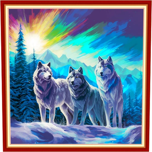 Magxvouy Cross Stitch Stamped Kits Full Range of Embroidery Starter Kits for Beginners DIY 11CT Preprinted Cross Stitch Embroidery Patterns Needlepoint Kits-Wolf Snow Scenery 18x18 inch