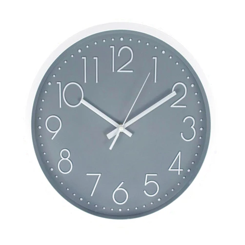 Tebery 12-inch Silent Round Wall Clock White Frame Silver Face Quartz Battery Operated Decorative for Living Room Home Office School