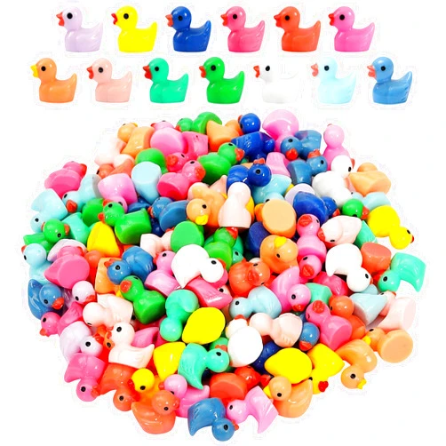 GADIEDIE130Pcs Multicolor Mini Resin Ducks,Miniature Duck Figures Landscape Decorations for Home Hide Prank Game Dollhouse Decor,Garden Aquarium Potted Ornament,School Handmade