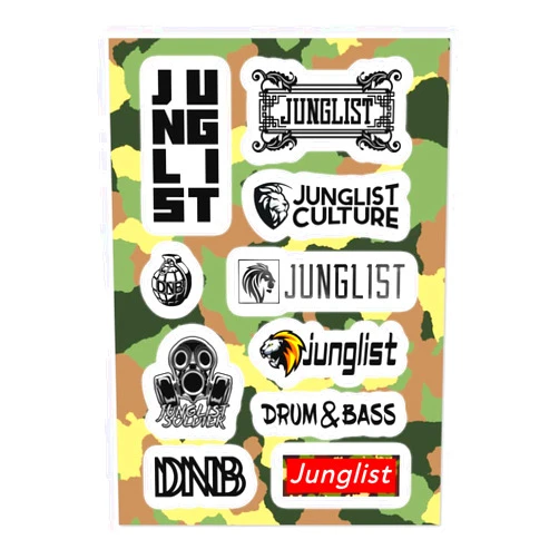 Future Vibe Apparel Junglist Rave Sticker Sheet Dnb Drum N Bass Music EDM Dj Stickers Vinyl Turntablist Jungle Raver White 5.83*8.27inch