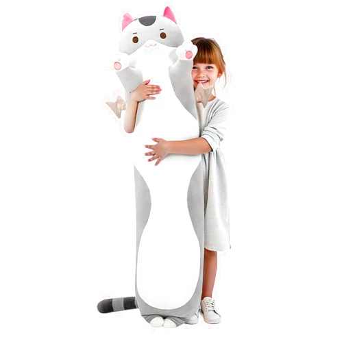 Mewaii Long Cat Plush Body Pillow, 20” Cute Cat Stuffed Animals Soft Plushies, Kitten Plush Throw Pillow Doll Toy Gift for Girlfriend