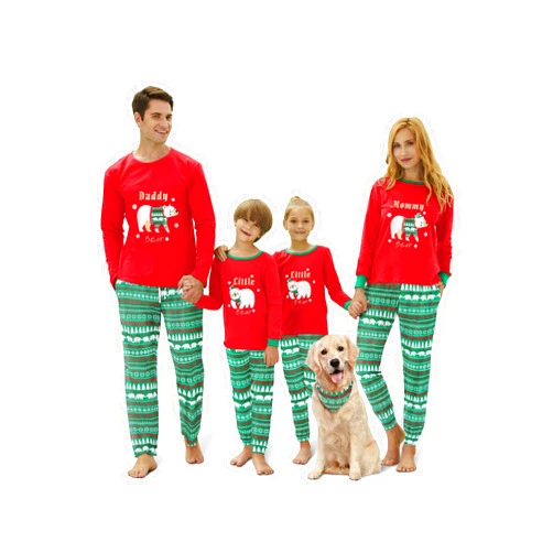 Tebbis Family Christmas Pajamas PJS Matching Set Adult Kids Baby Pet Dog & Doll Cotton