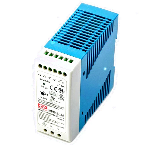 Generic Mean Well MDR-40-24 24V 1.7A 40.8W DIN Rail Power Supply - 40.8W, Class I Div 2 - Reliable and Efficient Power for Hazardous Locations - Ideal for Low Power Devices and Control Systems