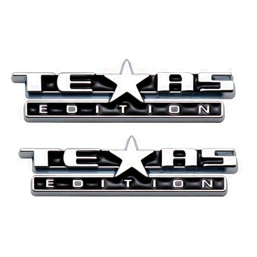 Generic 2X Small Size Texas Edition Emblem Badge Dash Instrument Panel 3D Sticker Decal Nameplate (Chrome Black)
