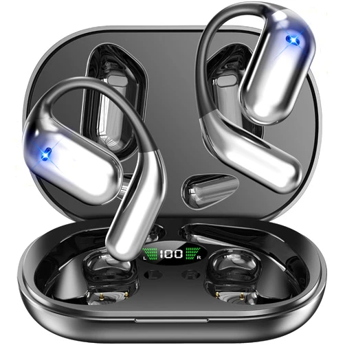 R'hllor Real-Time AI Translation Earbuds, Open-Ear Audifonos Traductores Inglés Español Two-Way Translator Headphones, Bluetooth Wireless Earhooks for Business, Travel, Learning, Meetings (Black)