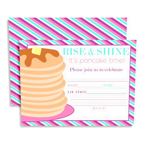 Amanda Creation Rise and Shine Girl Pancake Birthday Party Fill In Invitations set of 20 including envelopes