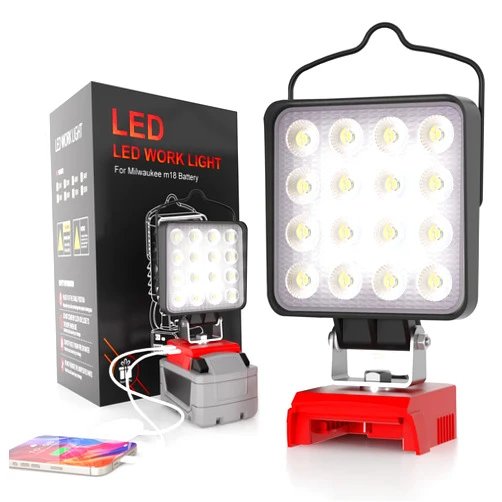Wokelux 76W 10000LM LED Work Light for Milwaukee M18 18V Battery, Upgraded Cordless LED Work Light with USB and Type-C Charging Port, Low Voltage Protection, Outdoor Lighting (Battery Not Included)