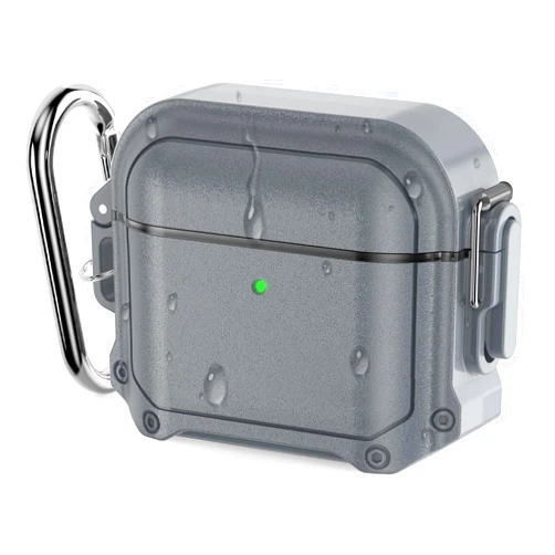 Ensfomte Waterproof AirPods 3rd Generation Case Cover with Lock, Airpods 3 Case Cover with Carabiner, Airpods 3 Generation Protective Case Gen 3 Shockproof Cover for AirPods 3 2021 (Grey)