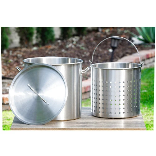 Barton 53Qt Stock Pot w/Strainer Basket Commercial Stainess Steel Food Grade 304 Turkey Deep Fryer Crawfish Clam Steamer
