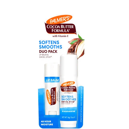 Palmer's Cocoa Butter Formula Duo Pack, Moisturizing Swivel Stick and Lip Balm with Vitamin E, All Day Moisturization, For use on Lips, Dry Patches, Marks & Scars (Pack of 2)